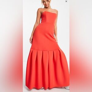 Elegant Red Strapless Dress